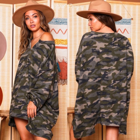 ❤️LAST 1! Incredibly Soft V Neck Loose Fit Contrast Thread Camo Top/Tunic! - Picture 7 of 11